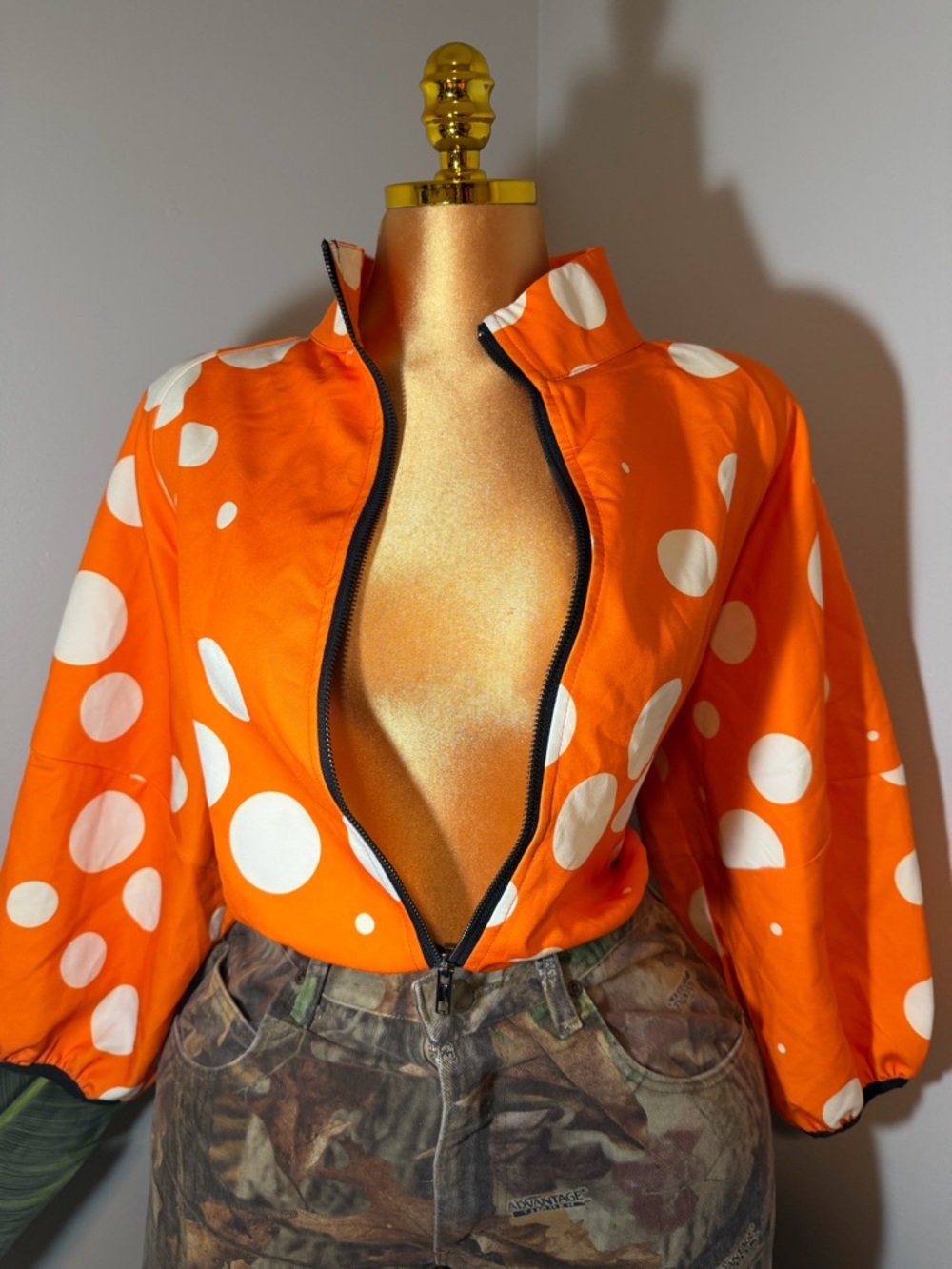 STYLEWE Orange and Cream Polka Dot Jacket